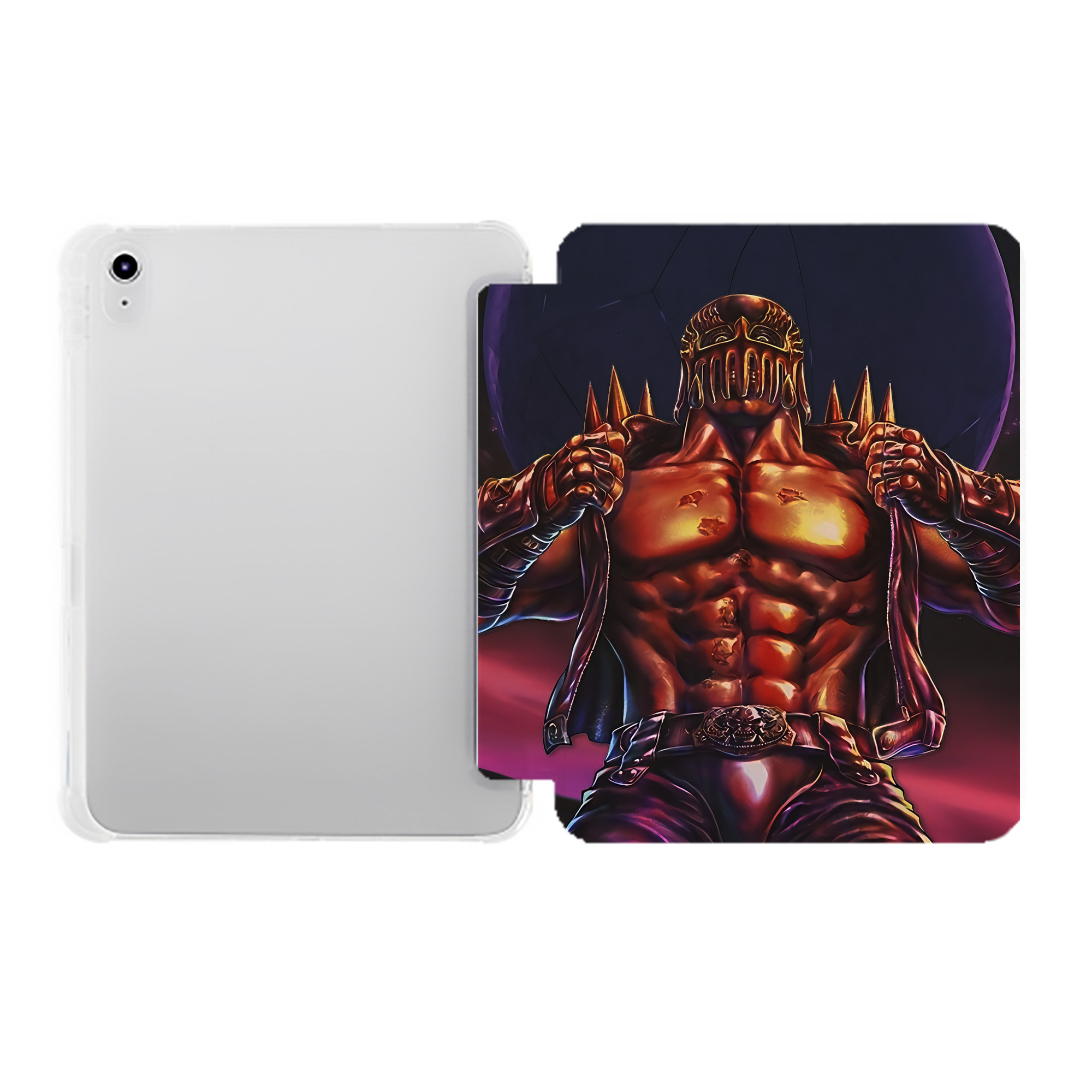 （画像用） 北斗の拳 Fist of the North Star IPad ケース ペン収納付き 三つ折りスタンド PUレザー×シリコン 対応機種9.5/10.5/10.9インチ